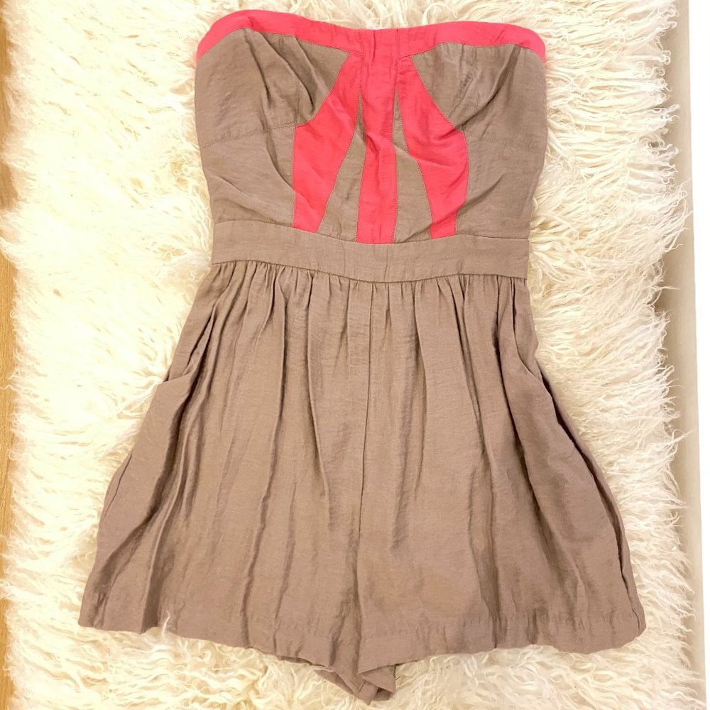 BCBGeneration Cute Bright Pink and Taupe romper 4